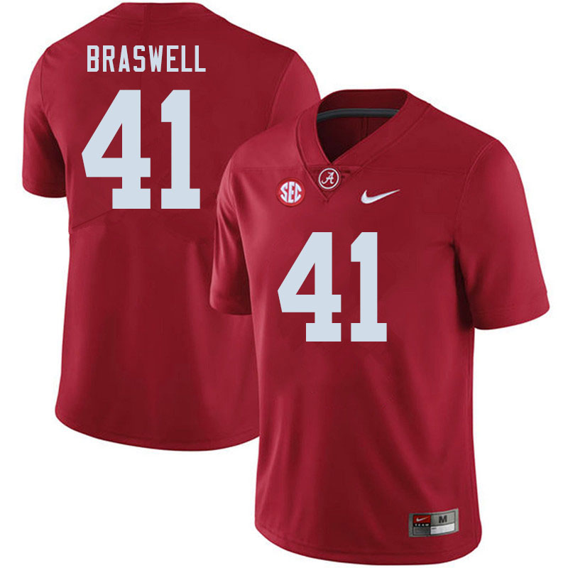 Alabama Crimson Tide Men's Chris Braswell #41 Crimson NCAA Nike Authentic Stitched 2020 College Football Jersey ZG16U22LK